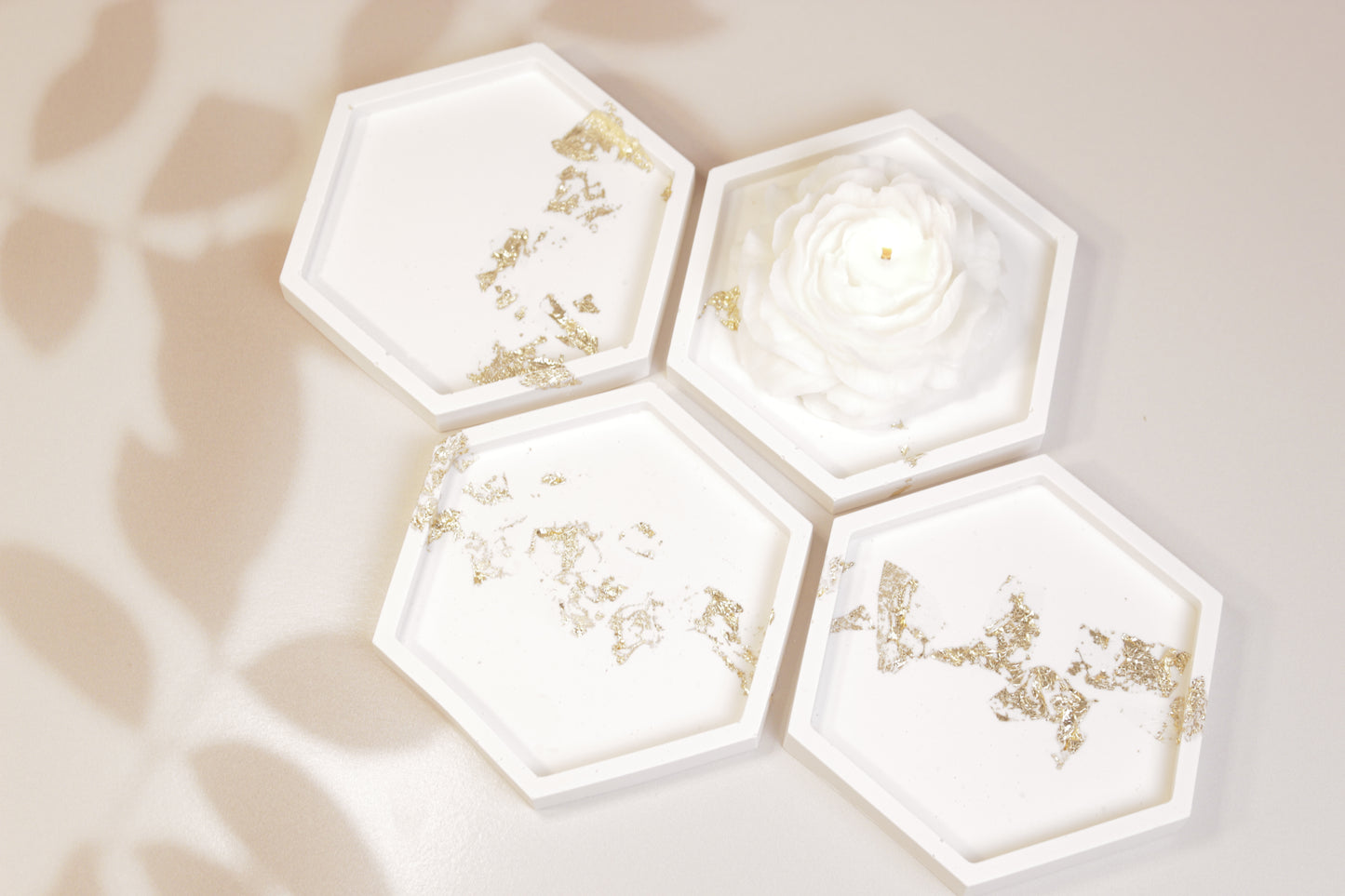Hexagon Tray with Gold Leaf
