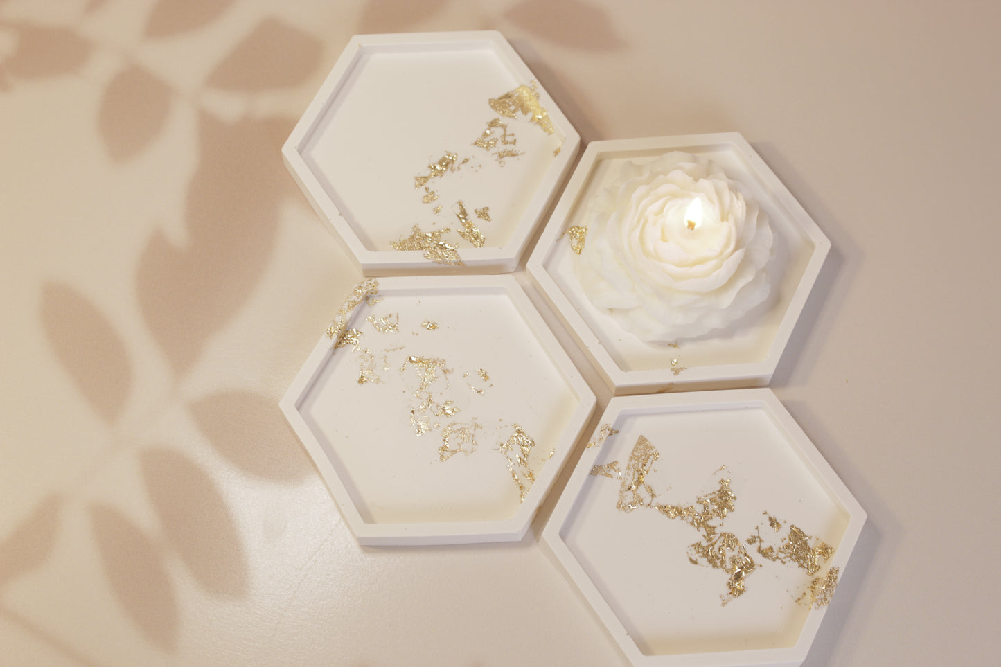 Hexagon Tray with Gold Leaf