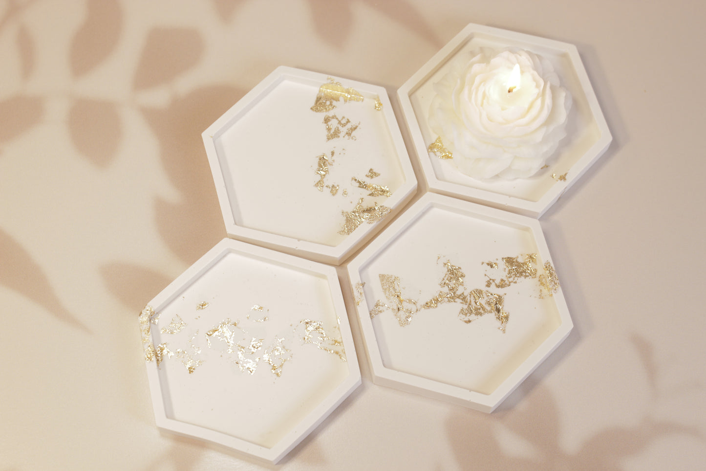 Hexagon Tray with Gold Leaf