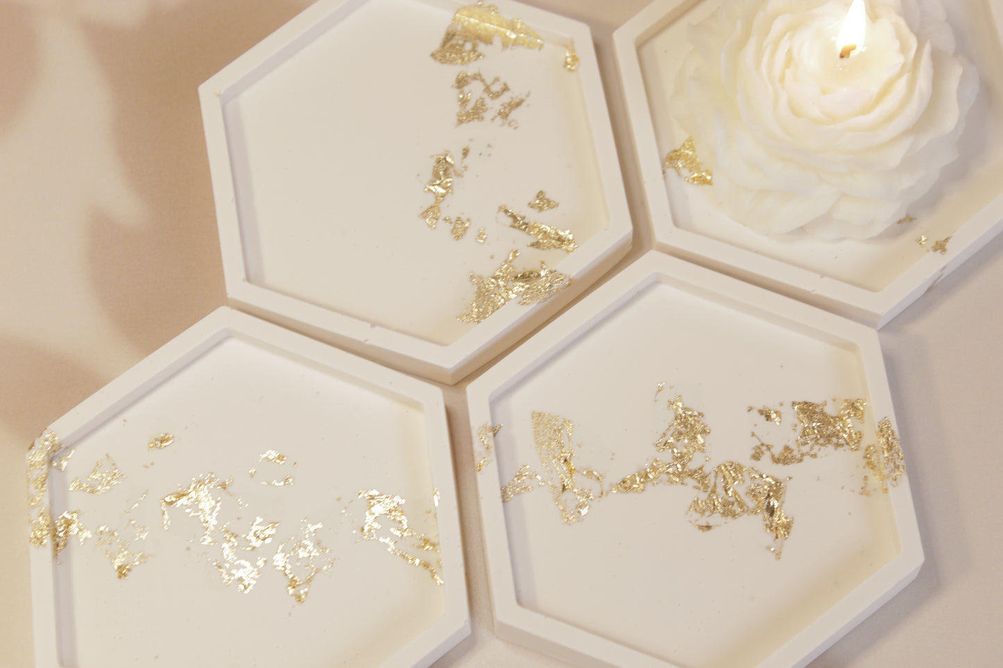 Hexagon Tray with Gold Leaf