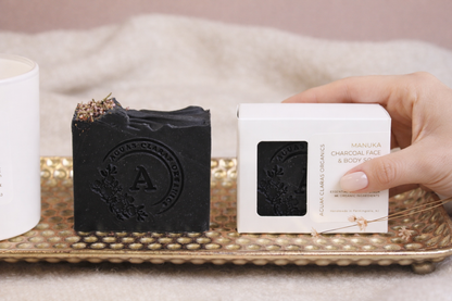 Handmade Manuka Charcoal Face & Body Soap - Tea Tree & Geranium Essential Oils
