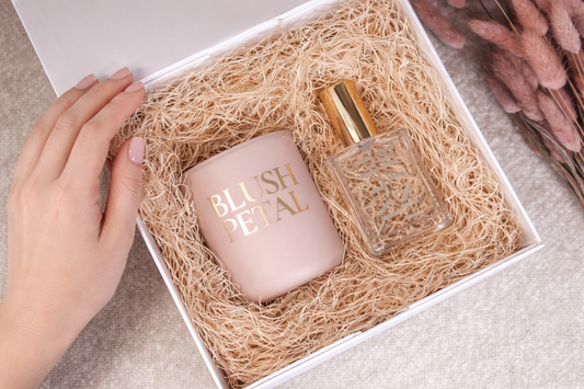 Blush Petal Ritual Set — Candle + Room Spray