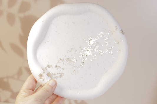 Irregular Round Cloud Tray with Gold Leaf