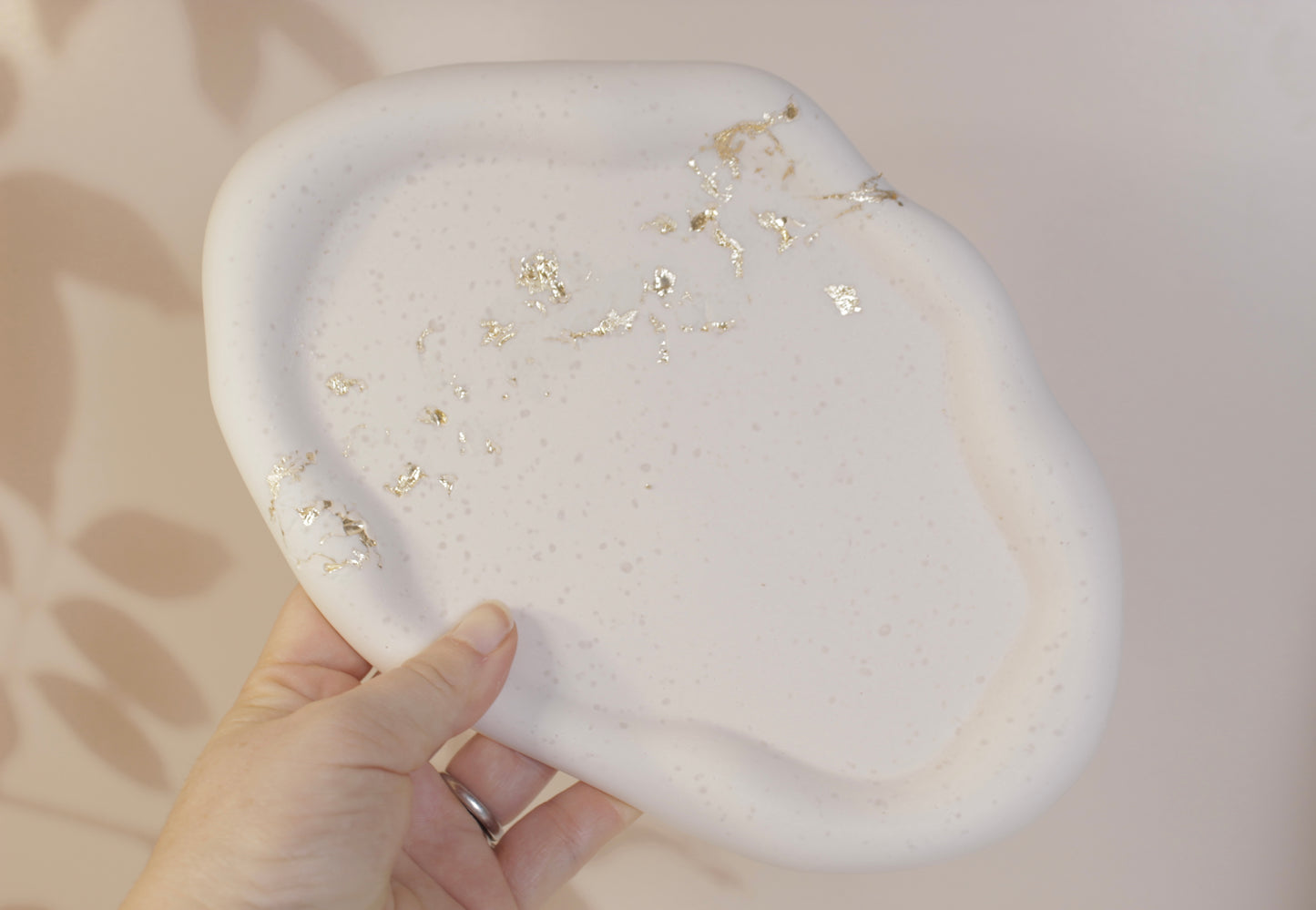 Irregular Oval Cloud Tray with Gold Leaf