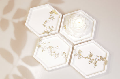 Hexagon Tray with Gold Leaf