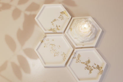 Hexagon Tray with Gold Leaf