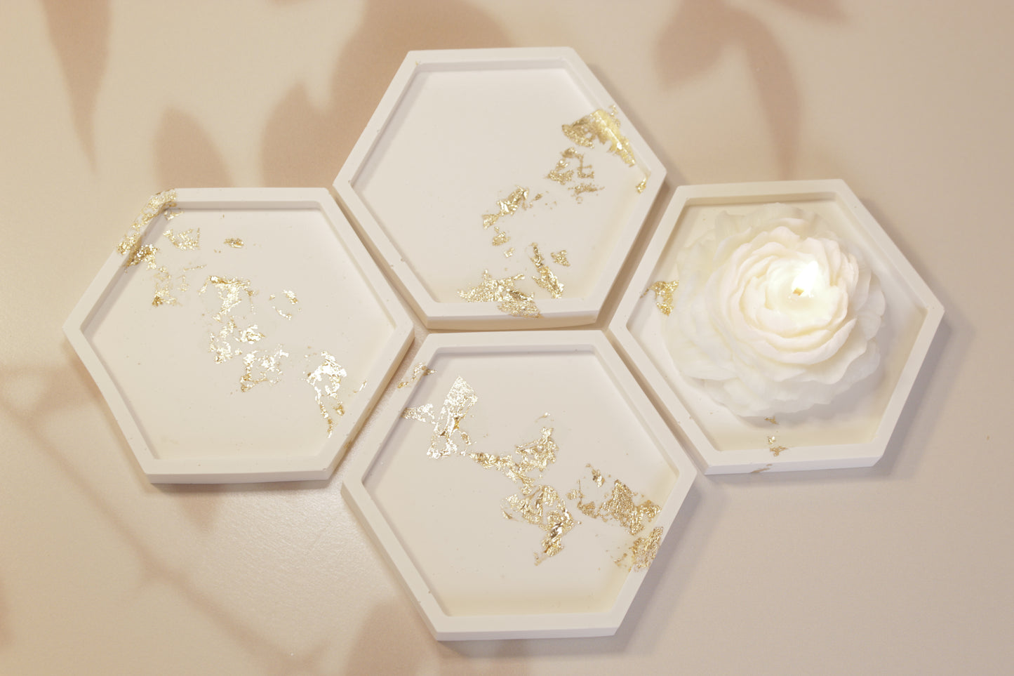 Hexagon Tray with Gold Leaf