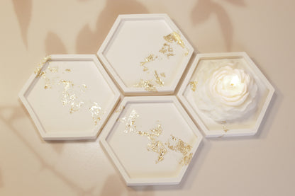 Hexagon Tray with Gold Leaf