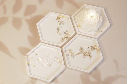 Hexagon Tray with Gold Leaf