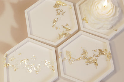 Hexagon Tray with Gold Leaf
