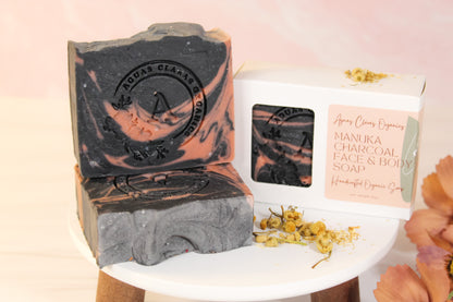 Manuka Charcoal Face & Body Soap - Tea Tree & Geranium Essential Oils